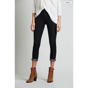 Free People High Rise Roller Skinny Black Jeans